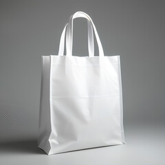 Empty white bag isolated on white background, mockup for design. Eco-friendly plastic free bag template.