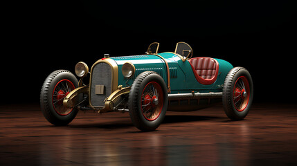 A 3D model of a vintage race car. - obrazy, fototapety, plakaty