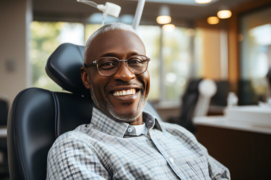 handsome black man client patient at a dental clinic. cleaning and repairing teeth at a dentist doctor. laying on the orthodontic dental chair. Casual. Featured social image