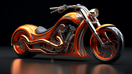 A design concept for a custom chopper motorcycle. - obrazy, fototapety, plakaty