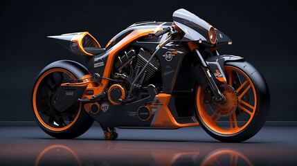 A design concept for a drag racing motorcycle.