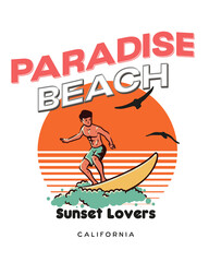 PARADISE BEACH - SURFER paradise tshirt design