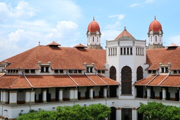 Exterior building of Lawang Sewu, Semarang. Historic building belonging to PT KAI or The Old...