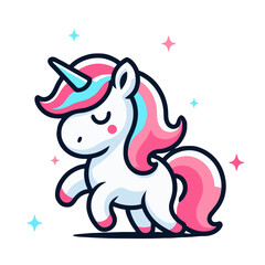 Cute Unicorn Cartoon vector Illustration. 