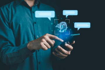 Ai, Artificial intelligence technology. Smart robot AI. chatbot. Human-computer interaction...