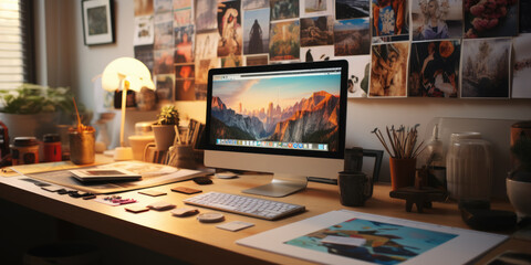 professional graphic designer desk. ai generated - obrazy, fototapety, plakaty