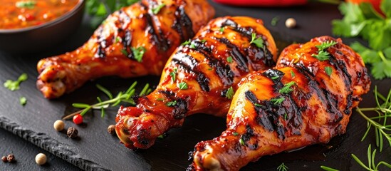 Marinated chicken legs for grilling and BBQ.