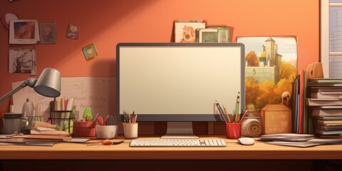 professional graphic designer desk. ai generated
