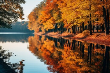 Autumn Reflections on a Tranquil Lake