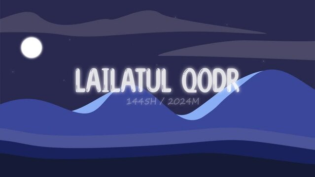 Lailatul Qodr template design with sky, moon and desert views, vector design of Ramadan greeting banner design, muslim, with light gradient.