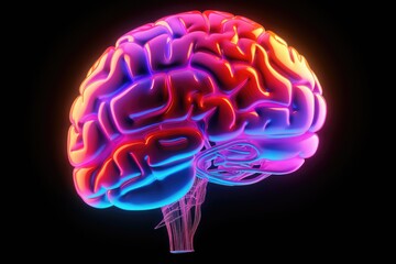 Human brain colorful smoke fire light bulb, color dust, Kaleidoscopic, short and long term memory, Vivid Motley Neon 3D Rendering, Creative mind processing stimuli, brain's neurons fire, deep learning