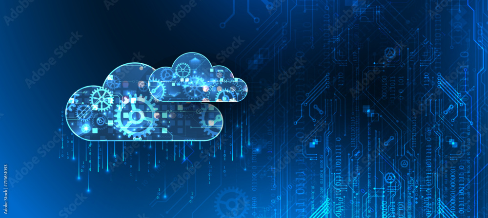 Aufkleber Cloud computing concept.Abstract connection technology background. Hand drawn vector.
