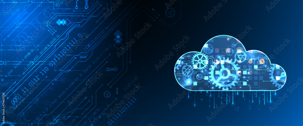 Aufkleber Cloud computing concept.Abstract connection technology background. Hand drawn vector.