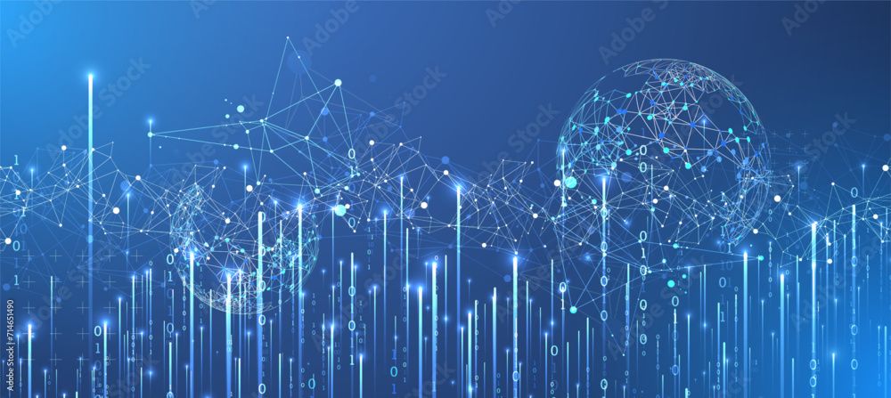Aufkleber Futuristic technology background. Plexus structure business presentation, big data network visualization concept.  Hand drawn vector.