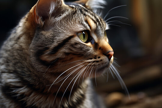 Portrait of a purebred cat with grass background. Illustration related to cats. Pet. Cat related event. The world of cats. Adopt a cat.