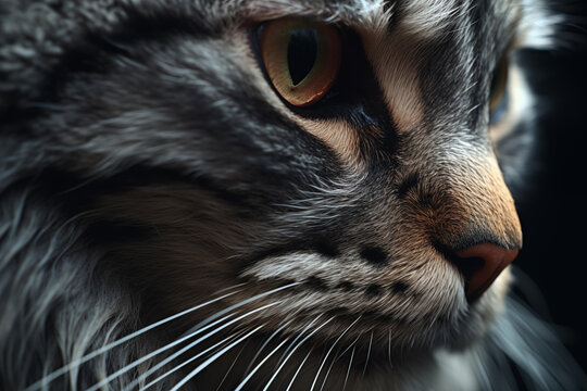 Portrait of a purebred cat with grass background. Illustration related to cats. Pet. Cat related event. The world of cats. Adopt a cat.