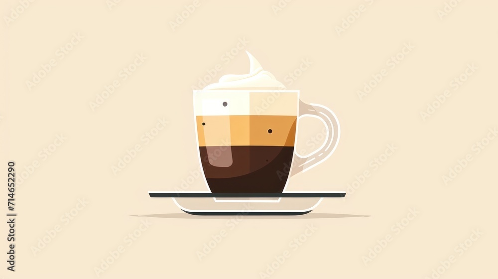 Poster a cup of coffee on a saucer with a saucer in the shape of a mug on a saucer with a spoon in the shap