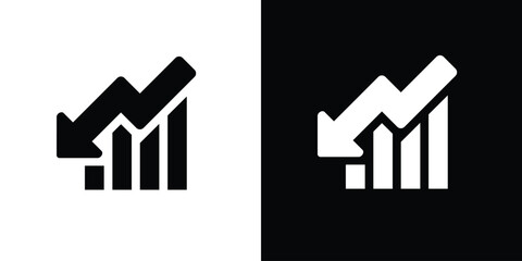 Low growth graph icon on black and white  - obrazy, fototapety, plakaty