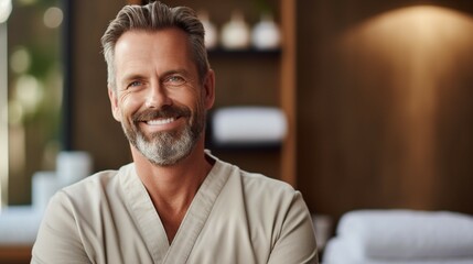 portrait of a man.Portrait of a middle-aged male massage therapist in a spa salon.