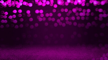 purple cement floor with violet light circles bokeh used for product displayed, festive background....