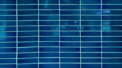 close up blue mosaic wall tiles in modern style. real antique ceramic interior wall tiles. wall...