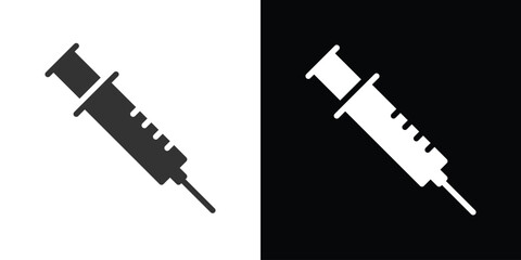 syringe on black and white  - obrazy, fototapety, plakaty