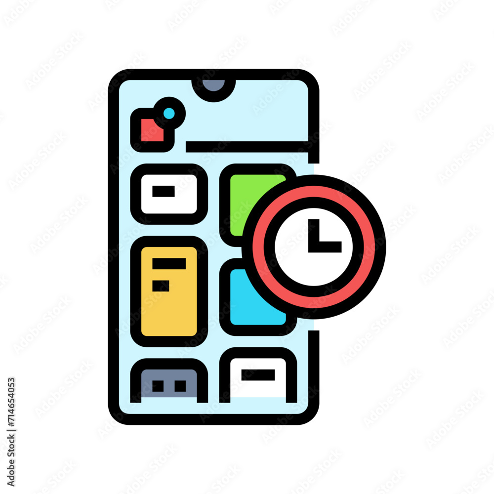 Aufkleber blocking app time management color icon vector. blocking app time management sign. isolated symbol i