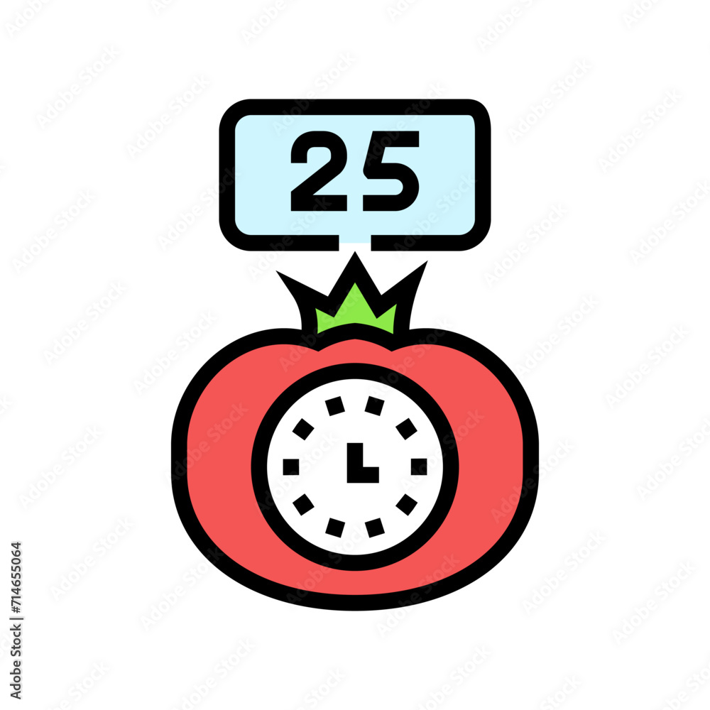 Poster pomodoro technique time management color icon vector. pomodoro technique time management sign. isola