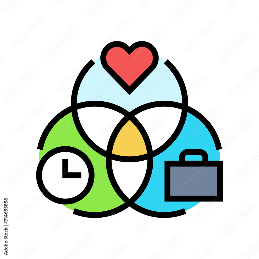 Poster work life integration time management color icon vector. work life integration time management sign.