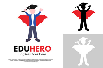 Edu super hero design logo template illustration