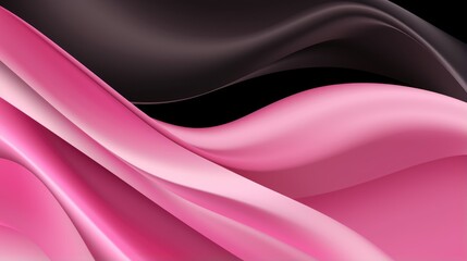 Obraz premium Abstract Pink wave lines on black background. Pink flow wave design element on dark background. Science technology design..