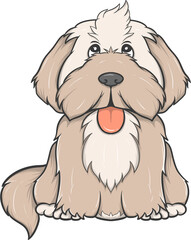 Cute cartoon of a fluffy brown dog sitting