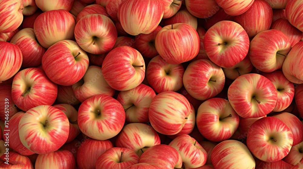 Poster a pile of red and yellow apples sitting on top of a pile of other apples in front of a white backgro