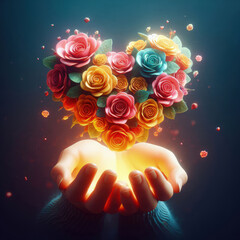 hands holding large hearts in a variety of different materials and shapes