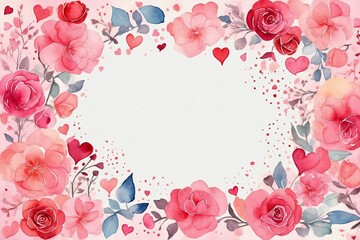 watercolor framework flowers, Valentine's Day, colorful watercolour designs for cards and invitations