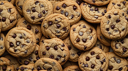  a pile of chocolate chip cookies sitting on top of a pile of other chocolate chip cookies on top of a pile of other chocolate chip cookies on top of them.