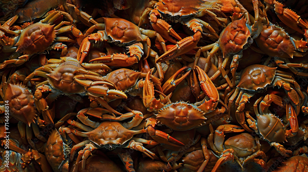 Poster a close up of a bunch of crabs on a pile of other crabs on a pile of another crabs on a pile of othe