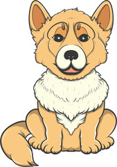 Cartoon illustration of a cute fluffy dog