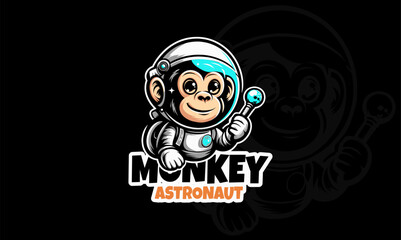 Monkey Astronot Logo Vector Astrounote Illustration