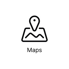 Maps outline black icon