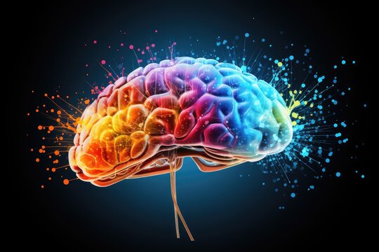 Colored head in the dark, medical illustration, brain photography of the human head, eeg, Biomedical Imaging, MRI guided focused echograph, electroencephalogram type activity, brain food, cerebellum