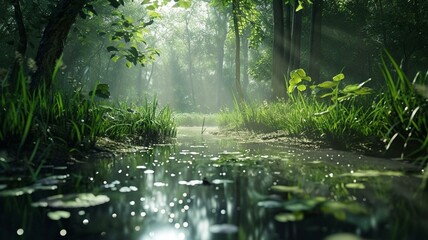 Obrazy na Plexi  Green swamp landscape 