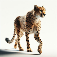  Cheetah (Acinonyx jubatus), Guepardo, Гепард, big cat, high quality portrait, africa, isolated white background.