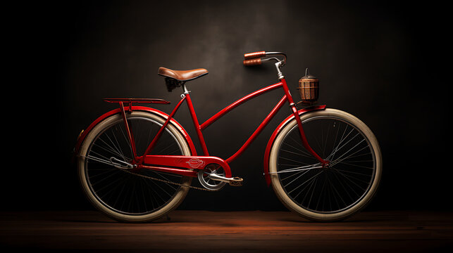 An image of a red vintage bicycle from the 1940s.