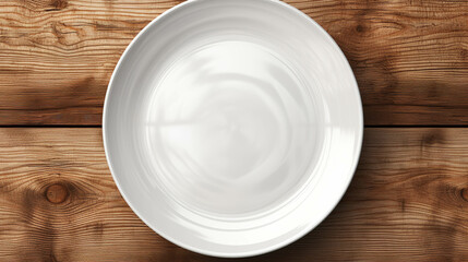 empty plate on wooden background high definition photographic creative image - obrazy, fototapety, plakaty