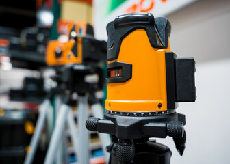 The new theodolite on a tripod at the shop
