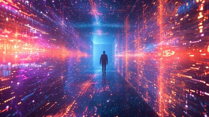 Virtual Mirage: Illusions Shaping the Horizon of Cyberspace - obrazy, fototapety, plakaty