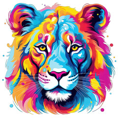 Colorful lion face clipart png