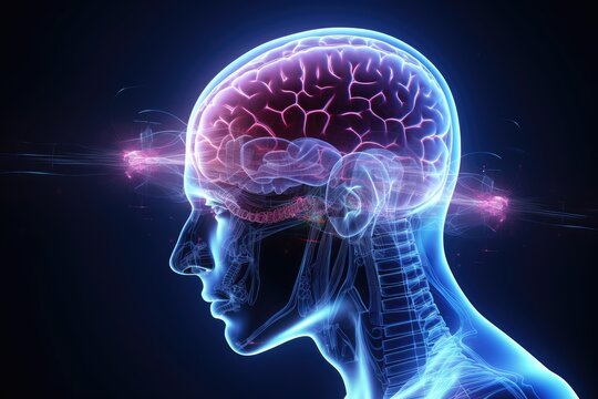 Brain, gentle light, positive energy, calming serenity, mental clarity during sleep. Sleep cycle, quality, duration are vital for combating insomnia, various sleep disorders, overall axon well-being