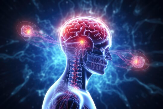 Brain, gentle light, positive energy, calming serenity, mental clarity during sleep. Sleep cycle, quality, duration are vital for combating insomnia, various sleep disorders, overall axon well-being